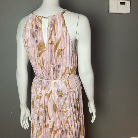 Ted Baker maxi dress size 8 Harpah Floral NWT pastel pleated gold chain straps - Picture 10 of 14